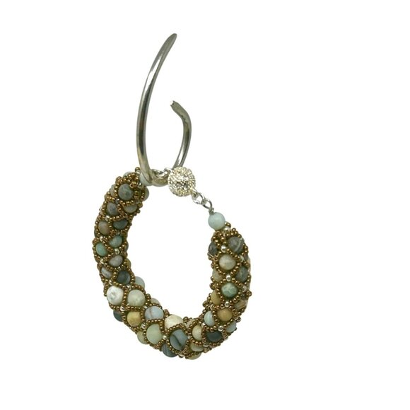 2 Handcrafted Vintage Beaded‎ Bracelets From The 1990s In Blue & Earth Tones - Picture 7 of 10